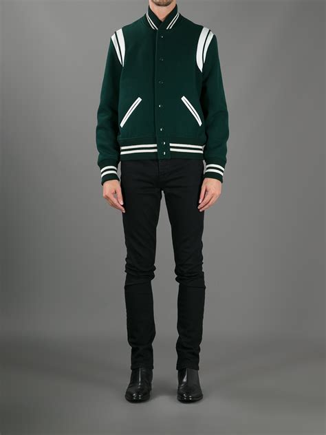 ysl varsity jacket replica|saint laurent jacket green teddy.